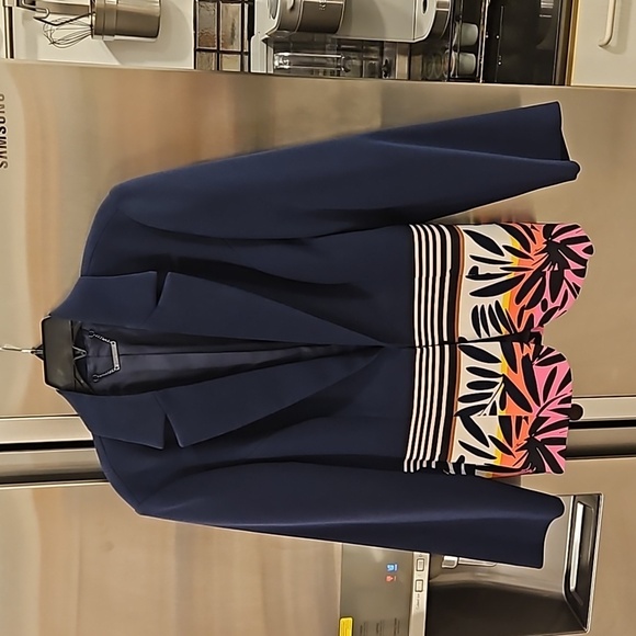 💕TRINA TURK💕 Beacon Blazer ~ Beach Side Abstract Tropical Print 14 NWT - Picture 8 of 16